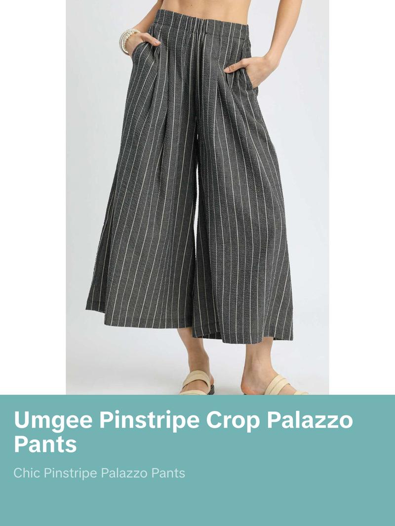 Umgee Pinstripe Crop Palazzo Pants