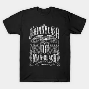 Johnny Cash outlaw music man in black nashville tennessee T-Shirt Cotton Decoration