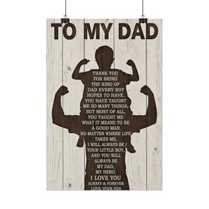 To My Dad Wall Art Canvas – Emotional Father and Son Gift, Inspirational Family Decor, fathers day Birthday Christmas Gift for Dad