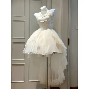 Lolita Kawaii Elegant Sweet Halter Dresses for Women Evening Retro Princess Vestidos Y2k Summer Party 2025 French Style Dress