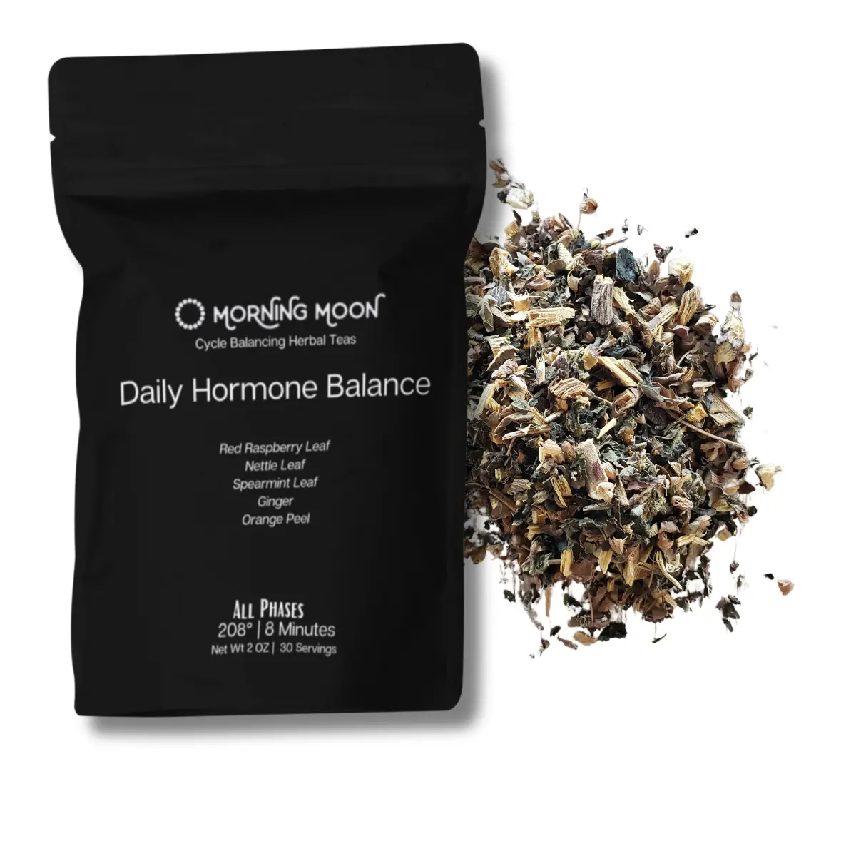 Morning Moon Herbal Tea for Hormone Balance For PMS, PCOS Symptoms, Heavy Bleeding, Acne and Mood Swings. 30 Day Supply.