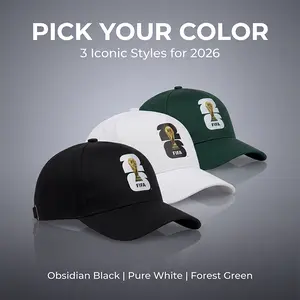 FIFA Commemorative Edition 2026 World Cup Trophy Silhouette Hat in White Green Black Collectible Fan Gear