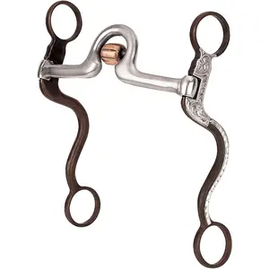 Weaver Leather 5" Sweet Iron Ported Mouth Bit with Copper Cricket - 7" S-Shank German Silver Trim