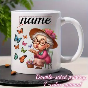 2026  A Custom Grandma Mug - Can Be Engraved with Names/Text, Perfect for Birthdays, Mother'S Day, Or Anniversaries - Double-Sided Printing - Elegant Floral Design - Exclusive for Women, Grandmothers, And Coffee Or Tea Lovers - No Assembly Required - Grea