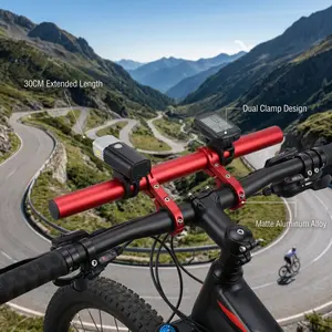 30cm Bicycle Handlebar Extended Bracket MTB Headlight Mount Extented Bar Road Mountain Bike Handlebar Extender Rack Parts
