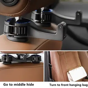 2-in-1 Car Back Seat Headrest Hook & Mobile Phone Holder, Portable Seat Back Hanger for Bags, Purses, Groceries