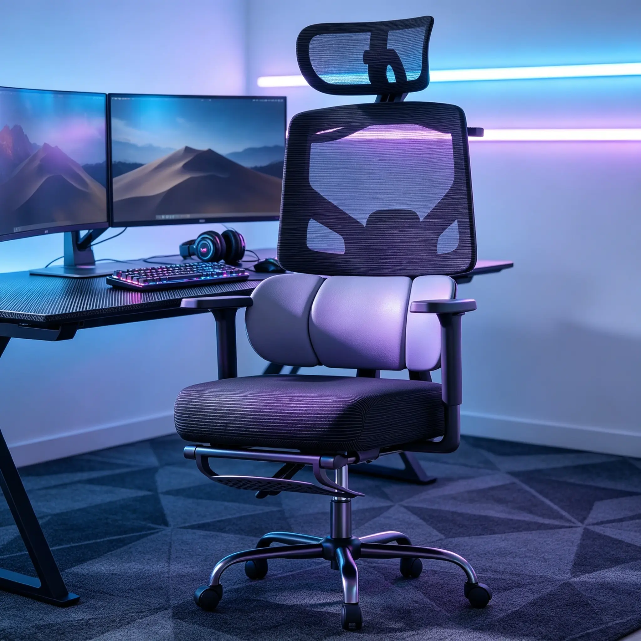 Mr IRONSTONE Ergonomic Office Chair with Footrest & Adjustable Lumbar Support, High Back Home Desk Chair with 6D Armrest, 90-145° Tilt Lock and Wide Cushion, Big and Tall Mesh Chairs for Man Woman, Black Task Chair, 400lbs Capacity