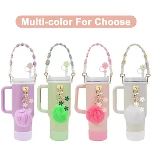 Water Bottle Handle Strap & Silicone Boot & Straw Cover & Charm Set, 7 Counts/set Water Bottle Accessories, Drink Protectors for 40oz & 30oz Tumbler, Drinkware