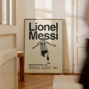 SWEENY Lionel Messi Poster, Argentina World Cup Mid-Century Modern Poster, Retro Football Art, Minimalist Soccer Canvas, Aesthetic Messi Poster