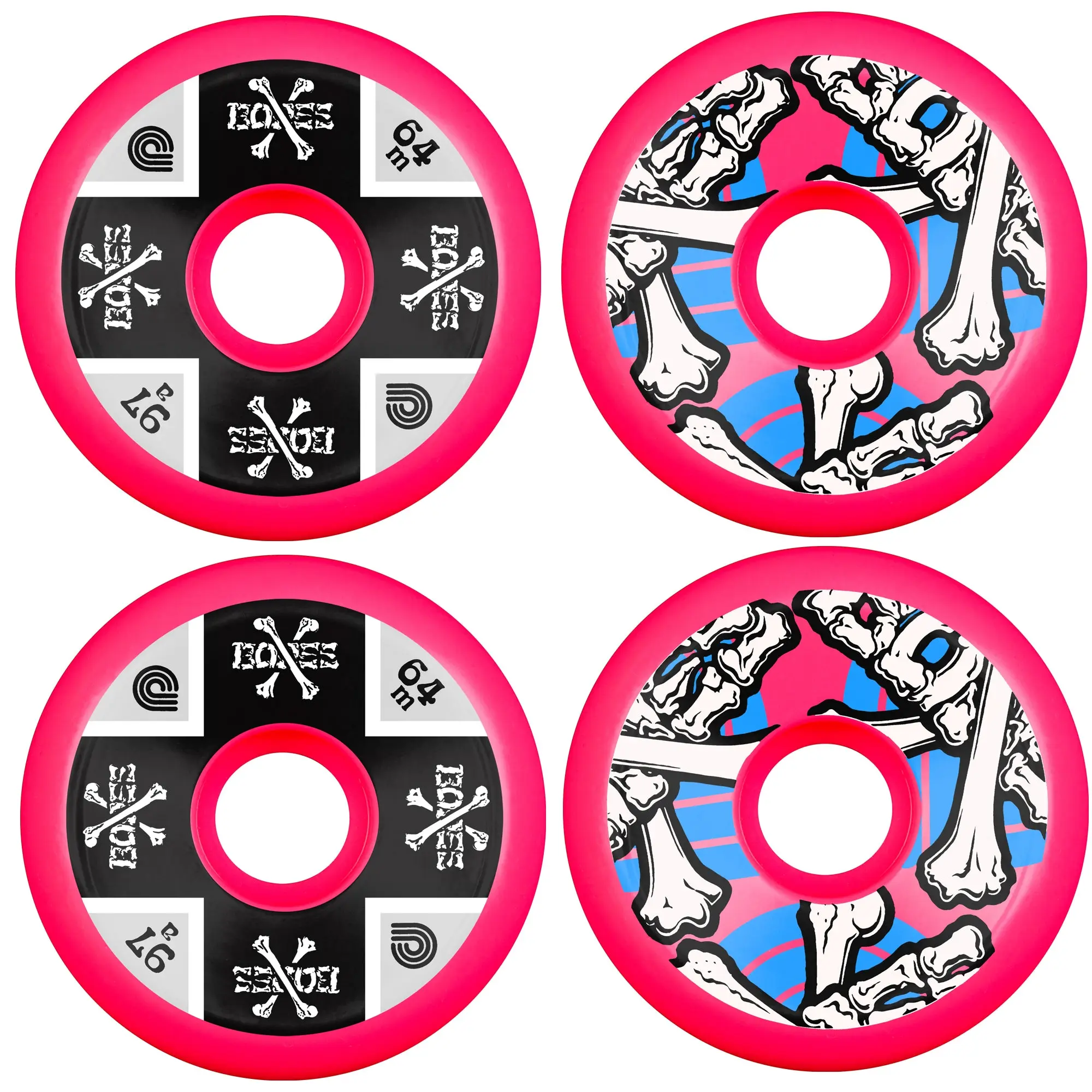 Powell Peralta Skateboard Wheels 64mm Crossbones 97A Pink