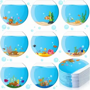 8 Fish Tank Plant Shaped Sticky Note Pads, Self-Adhesive Memo Notebooks, Reusable Notes for Office, Boys and Girls