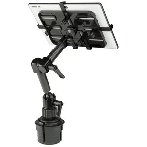 Mount-It! Cup Holder Tablet Mount – Carbon Fiber Design, ELD Compatible, Landscape Adjustable