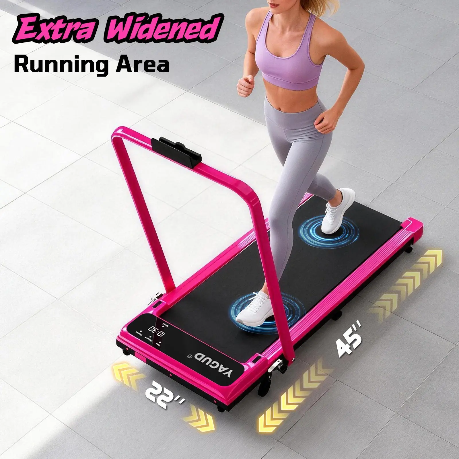 [DEALSFORYOUDAYS] YAGUD Foldable Adjustable InclineTreadmill, Low Noise Motor Walking Pad, 265lbs WeightCapacity, Remote Control & Wheels for Easy mobility, DualShock Absorption System Home Gym Equipment, HomeWorkout Equipment