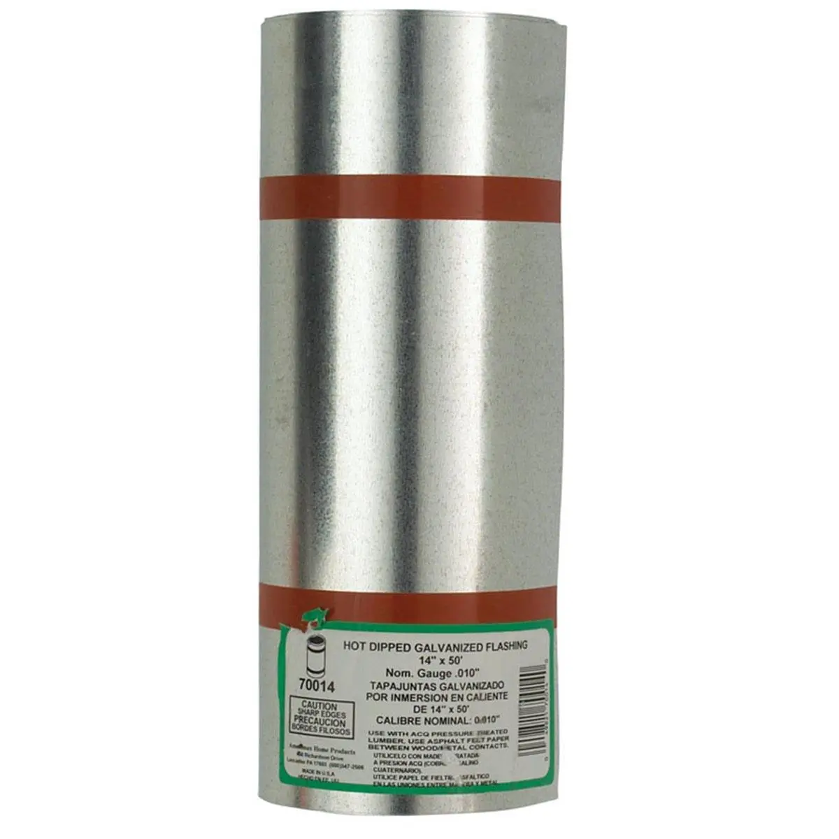 Amerimax Home Products Rolled Form Valley Flashing, 14 in. x 50 ft. Galvanized Steel Metal, 0.01 in. Thick Leak Stopper for Quick Roof & Gutter Repairs, Cylindrical, Leak Stoppers, Quick Repairs, Immediately Stops Leaks