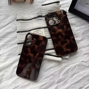 Leopard Print Amber Gradient Phone Case for iPhone 6 7 8 9 X XS XR 11 12 13 14 15 16 17 PRO MAX PLUS Air mini, Stylish Men & Women Cover,Special Gift