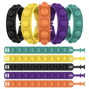 Colorful stress relieve Soft Rubber Squigglet Donut wrist band Tactile Puffer push pops bubble press sensory fidget toy bracelet