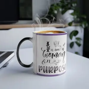 “I Am a Woman on Purpose,” Black Magic Mug + glassware + home decor + coffee drinkers
