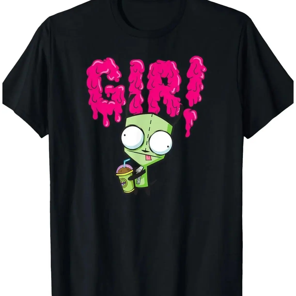 Invader Zim Gir Slime Slush Graphic T-Shirt, Unisex Fitted Crew Neck Casual Sports Top for All Seasons, Normal Type