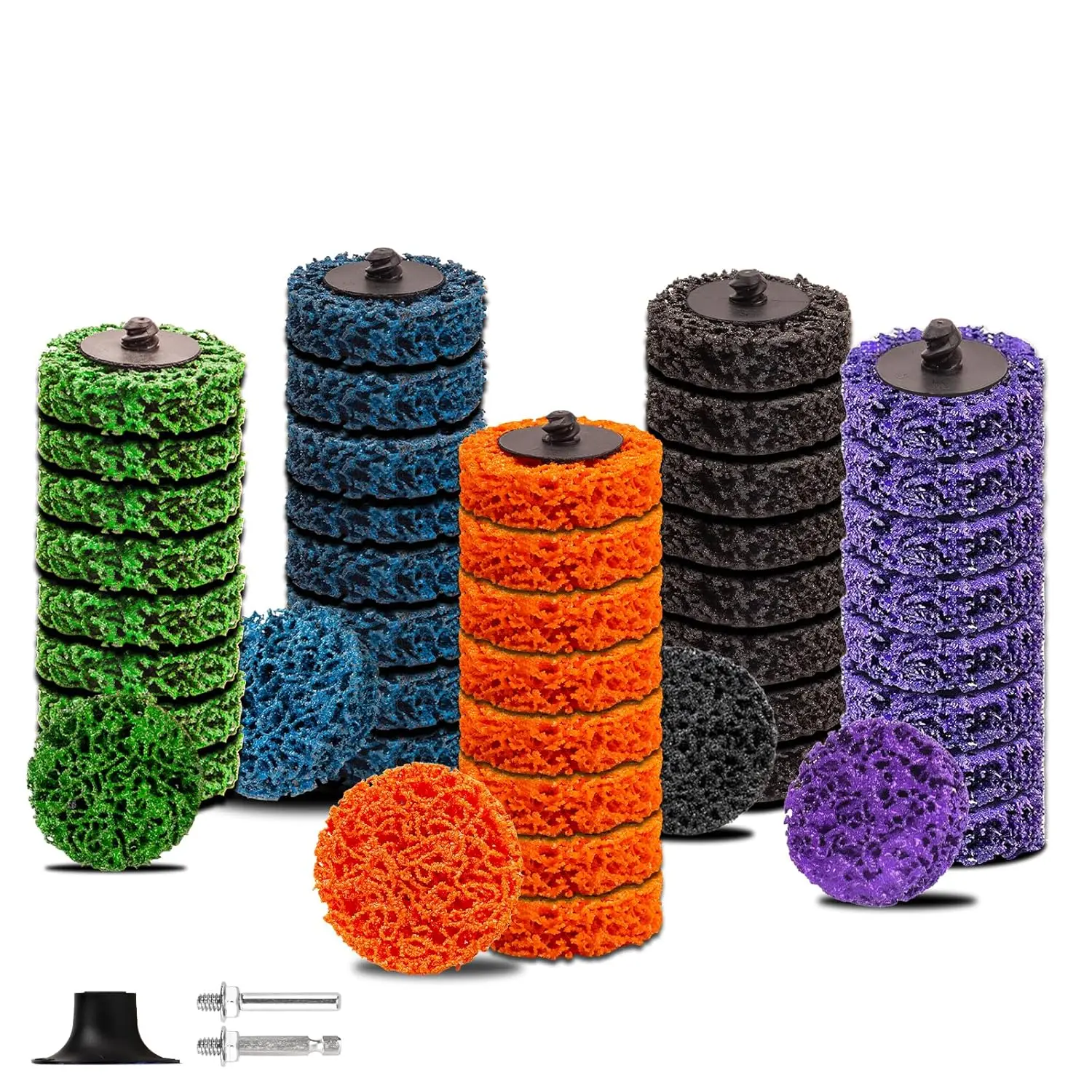 High-Quality Abrasive Quick Change Strip Discs Multi-Color Kit - 1/4" Roll Lock Holder Discs for Die Grinder/Drill, Contractor & DIY Enthusiast Use, Rust Rem., Surface Preparation
