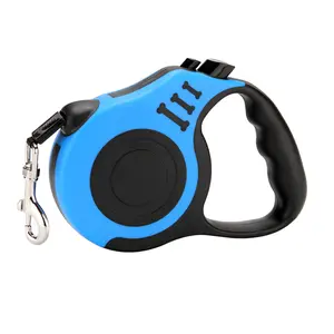 Pet Automatic Telescopic Traction Rope Blue 5M Retractable Dog Leash, Heavy Duty No-Tangle Pet Walking Leash with Anti-Slip Handle & One-Button Brake, for Small Medium Dogs