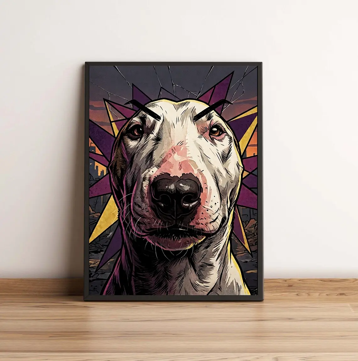 Comic Book Bull Terrier Poster - Premium 220g Hybrid Paper Graphic Pop Art Apocalyptic Dog Wall Print (10mil, Unframed)