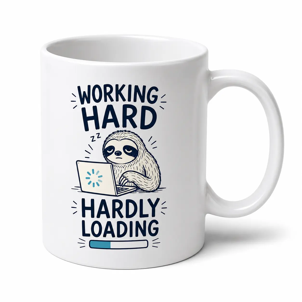 11oz Double-Sided Print Funny Sloth Animal Cartoon Ceramic Coffee Mug - Casual, Microwave Safe Workplace Fun Office Cup for Coffee, Tea, Work Desk Gifts