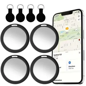 4-Pack Tracker Set (IOS ONLY) Durable Compact Smart Air Tracker Tag Keychain Tracker for Keys, Wallet, Car, E-Scooter & Luggage with Silicone Case Dual Protection Smart Key Finder
