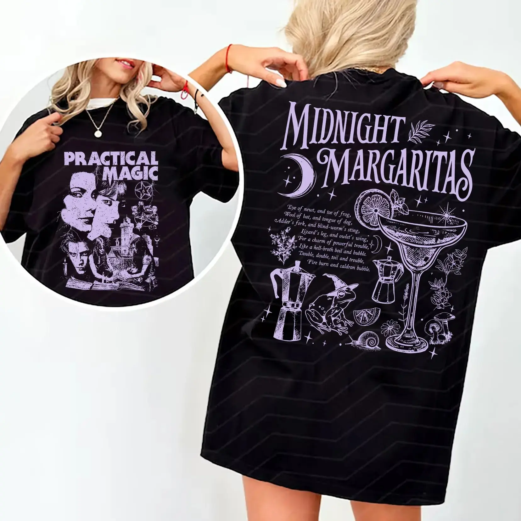 Vintage Midnight Margaritas Practical Magic 2 sides Shirt, Salt Rosemary Lavender Love TShirt, Witchy Graphic Crewneck, Unisex Tee