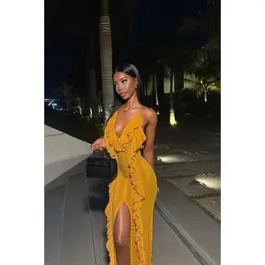 Devine Ruffle Maxi Dress - Mustard U