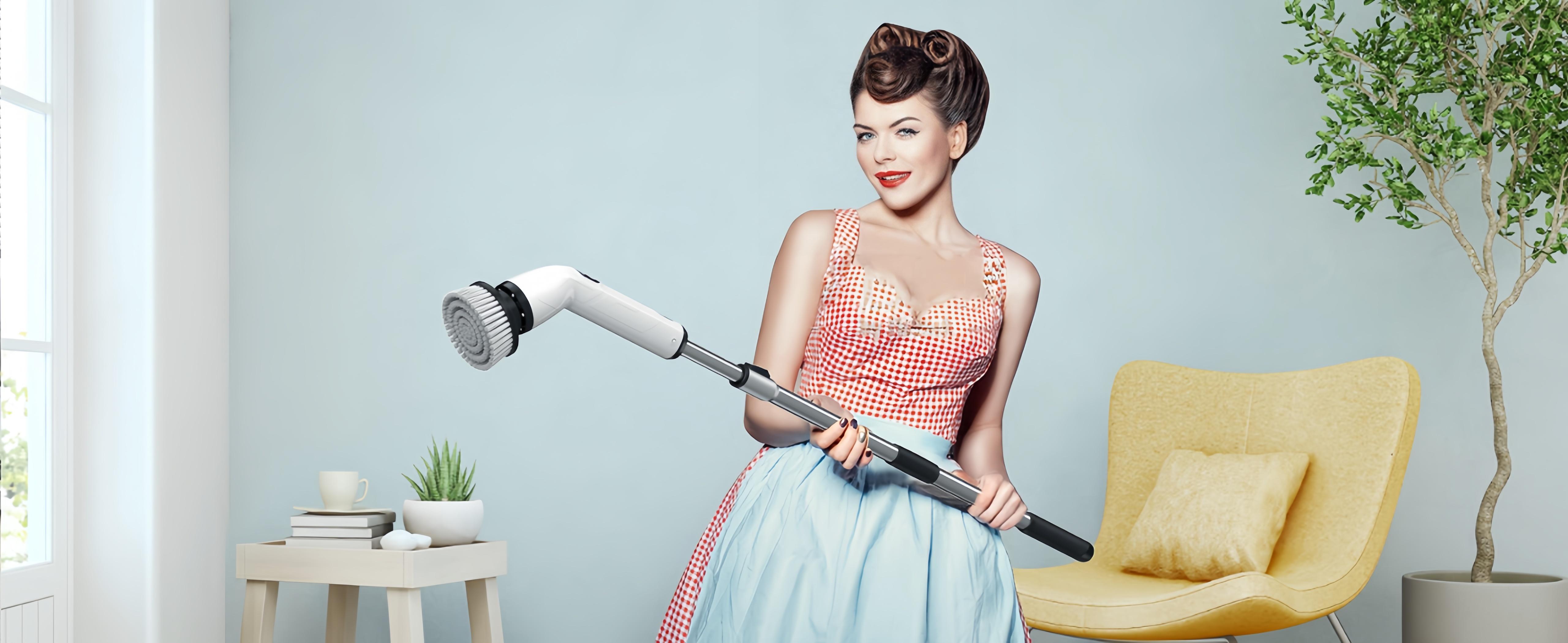 （Limited Time ) Upgraded Cordless Electric Spin Scrubber Bathroom Cleaning Set with 8 Replaceable Brush Heads, 3-Level Adjustable Extension Handle, Dual Speed and IPX7 Waterproof, Ideal for Bathroom, Kitchen, Toilet, Window, Pool and Car Cleaning