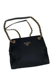 Pre-owned PRADA Vintage Black Nylon Chain Tote Bag/WJ03116549/6549