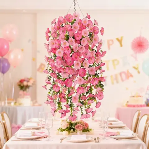 Outdoor Hanging Artificial Flowers, UV Resistant Plastic Fake Flowers, Decorative Faux Flowers, Home Indoor Outdoor Decor, Artificial Flower Decoration, Valentine's Day, Wedding, Christmas