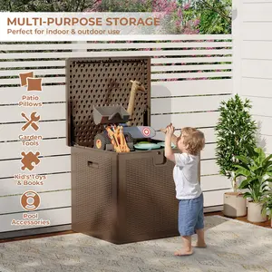 80 Gallon Waterproof Resin Deck Box – Lockable Outdoor Storage Container with UV Resistant Lid & Handles, Heavy Duty Patio & Garden Storage