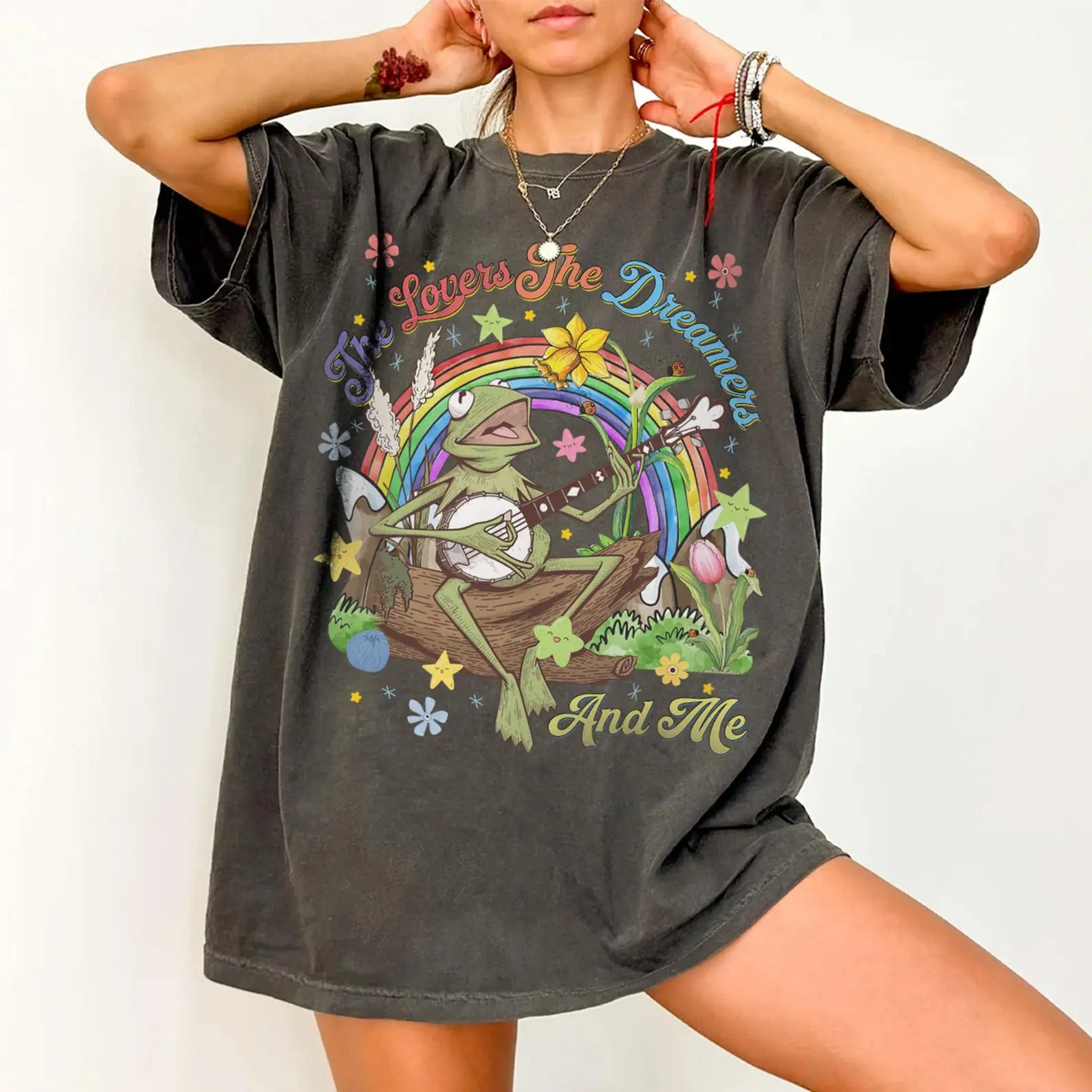 Watercolor Kermit The Frog Muppets Rainbow shirt, The Lovers The Dreamers And Me Tee, Kermit Muppet T-Shirt