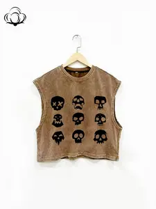 Stylish Loose-Fit Sleeveless Tank Skull Print Vest for All Seasons, Unisex Casual Top for Outdoor & Sports, Perfect Gift for Friends