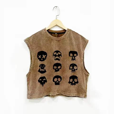 Stylish Loose-Fit Sleeveless Skull Print Streetwear Tank Vest for All Seasons, Unisex Casual Top for Outdoor & Sports, Perfect Gift for Friends