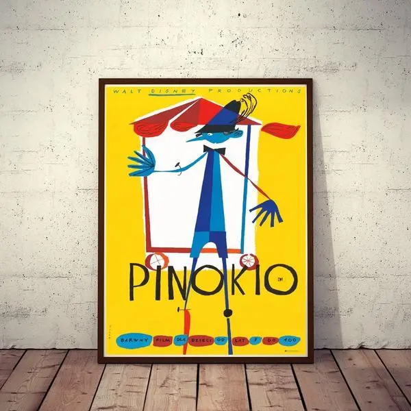 Vintage Polish Movie Poster Pinocchio Walt Artwork 1962-2019 - Great Mann Art Print