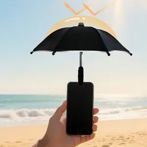 Phone Holder Umbrella, Outdoor Waterproof Sunshade with Phone Stand, UV Protection Mini Umbrella, Suitable for Light Rain, Travel Essential, Sun Parasol Umbrella