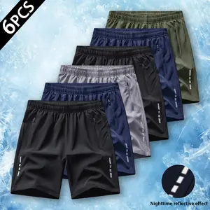 6‑Pack Men’s Quick‑Dry Reflective Athletic Shorts, Elastic Drawstring Zipper Pocket Sport Shorts, High‑Visibility Night‑Safe Multi‑Color Summer Casual Bottoms