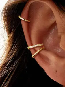 3Pcs Non-Piercing Ear Cuff Set - Minimalist  Stud Earrings, Clip-On Ear Cuffs for Women, Hypoallergenic Fake Earrings, Personalized Ear Jewelry,  Party，friends  Gift Idea, Simple Earrings