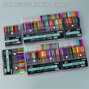 60/48/36/24/18/12 Colors, Unique Colors of Gel Pens (no Repeats) Set, Adult Coloring Book, Drawing with Shell, Coloring, Graffiti Color Creative Manual Color, Very Suitable for Painting, Coloring Book Markers