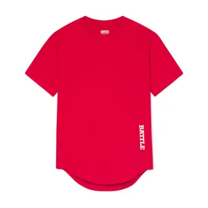 Battle Speed Performance Tee - Red Short Sleeve Fitted Crew Neck T-Shirt for Summer Casual Wear with Performance Moisture Management System