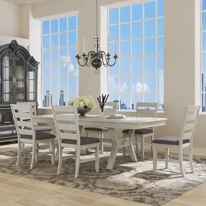 VECELO Extendable Solid Wood Dining Table Set for 6-8 People, Kitchen Table Set With Dining Chairs And Bench, Rectangular Dining Room Table Set For Kitchen Dining Room