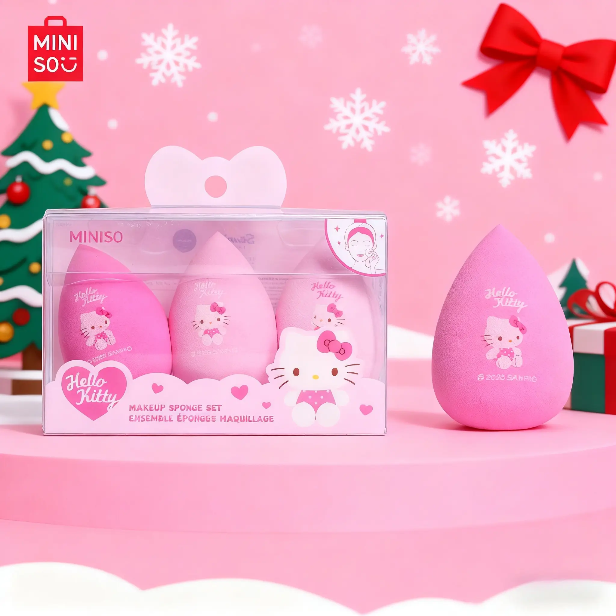 Hello Kitty Beauty Blend Eggs Set, Beauty Blenders, Essential Beauty Products Makeup Tool for Girls, Perfect for Travel and Dates, Includes 3 Makeup Sponges