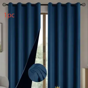 1pc 100% Blackout Curtains with Insulation and UV Protection, Hole Design for Living Room and Bedroom, Ideal for Fall/winter