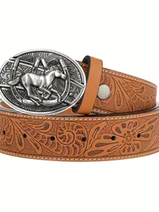 Western Cowboy Animal Skin Belt, Multifunctional Leather Waistband, Self-Defense Security Strap, Stylish & Durable Design, Adjustable Belts, Western Concho Belts