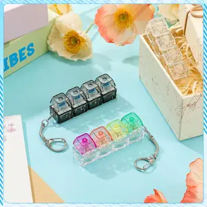 1/2Pcs Keyboard Fidget Toy, LED Light Up Toys, Keyboard Fidget Keychain 4-in-1 Keyboard Decompression Button Finger Clicker Toys, Button Stress  Relief Fidget Gifts for Office School Home to Pass Time