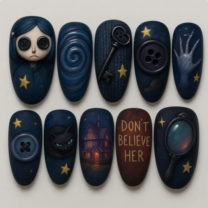 Spooky Halloween Cartoon Nails, Handmade Cute Press On Nails, Spooky 3D Nails Art, Gothic Nails