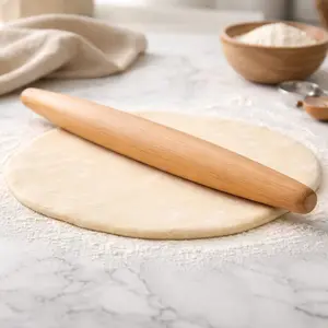 Hand Turned French Rolling Pin for Bakers, 18–20 inch length, tapered ends, smooth finish, quality hardwood, dough and pastry tool