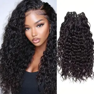 Water Wave Human Hair Bundles 12A Wet and Wavy Bundles Human Hair 100% Unprocessed Brazilian Virgin Hair Water Wave Curly Weave Extensions Natural Black